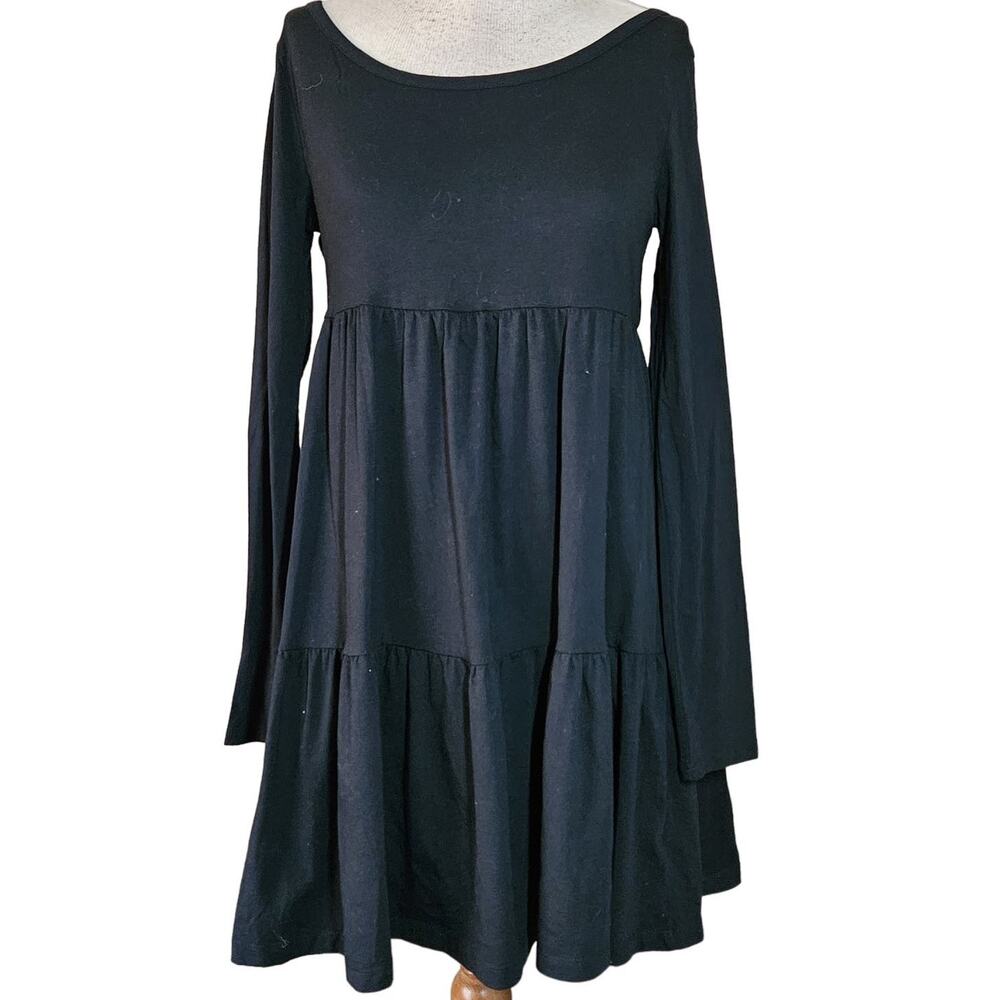 Black Long Sleeve Tiered Shirt Dress Size Small